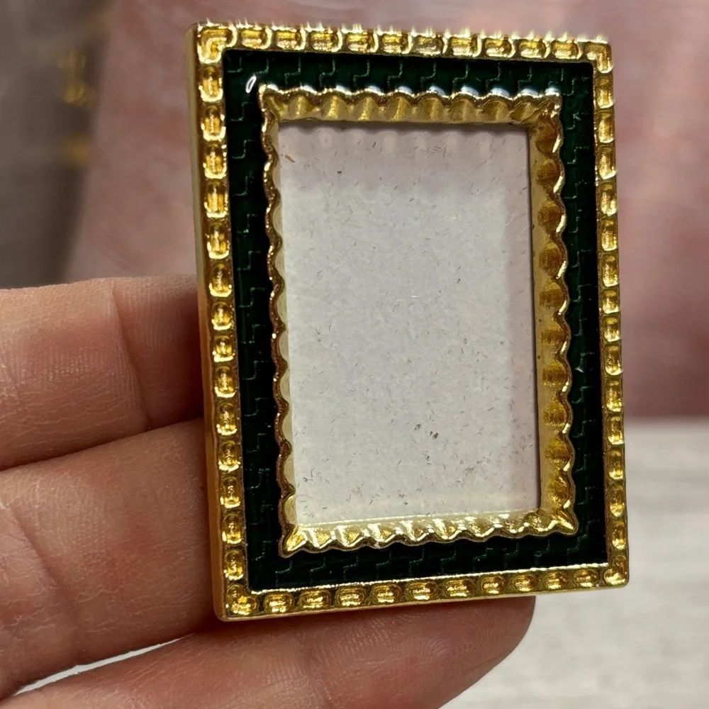 Elegant Miniature Dollhouse Gold and Green Picture Frame 1.5” by 2”